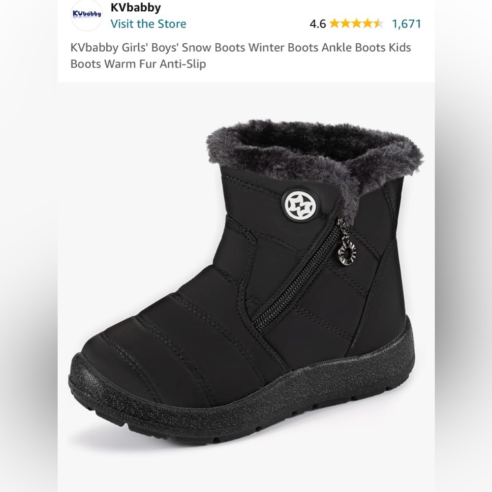 Kids’ cold weather boots.